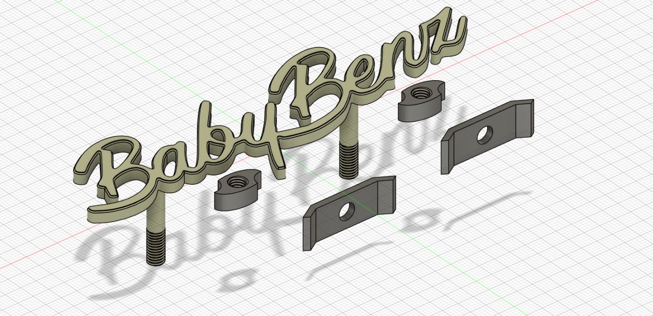 Надпись Baby Benz для решётки радиатора Mercedes-Benz W201 — 3D-печать, кузов, ракурс 4 из 4