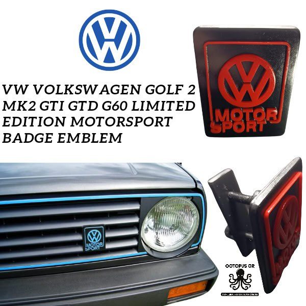 VW Volkswagen Golf 2 MK2 GTI / GTD / G60 / Limited Edition – Motorsport Badge Emblem